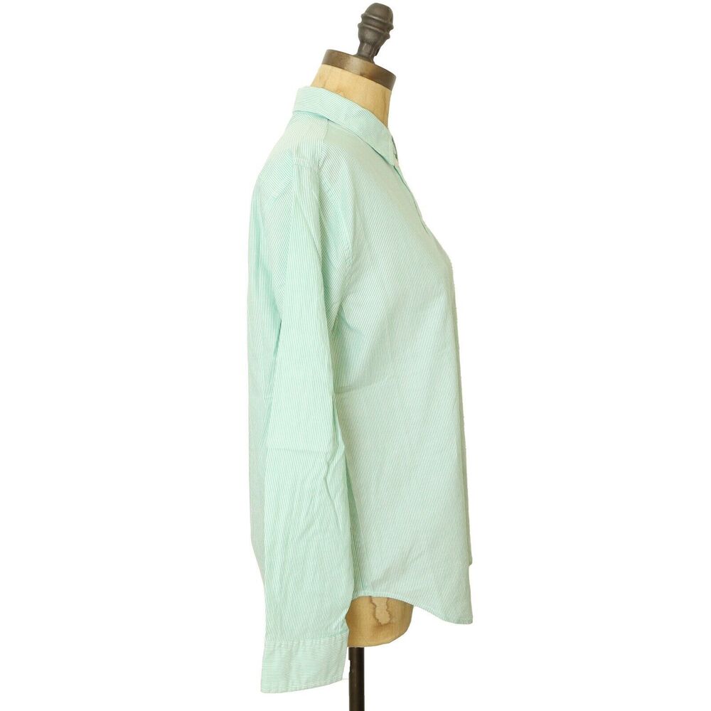 EVERLANE Cotton Oversized Shirt 2 Mint Green White Pinstripe Button Down NWT B57 - Picture 2 of 6